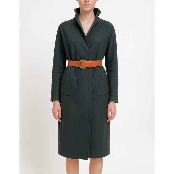 Lanvin Paris dark green 100% baby camel hair jacket